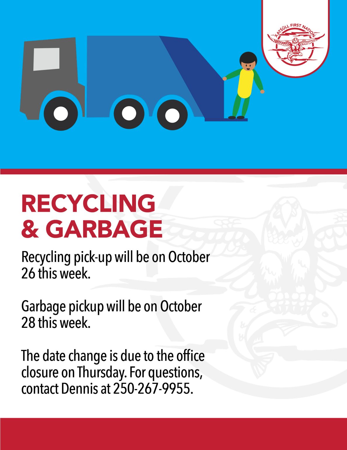Garbage & recycling notice Xatśūll First Nation