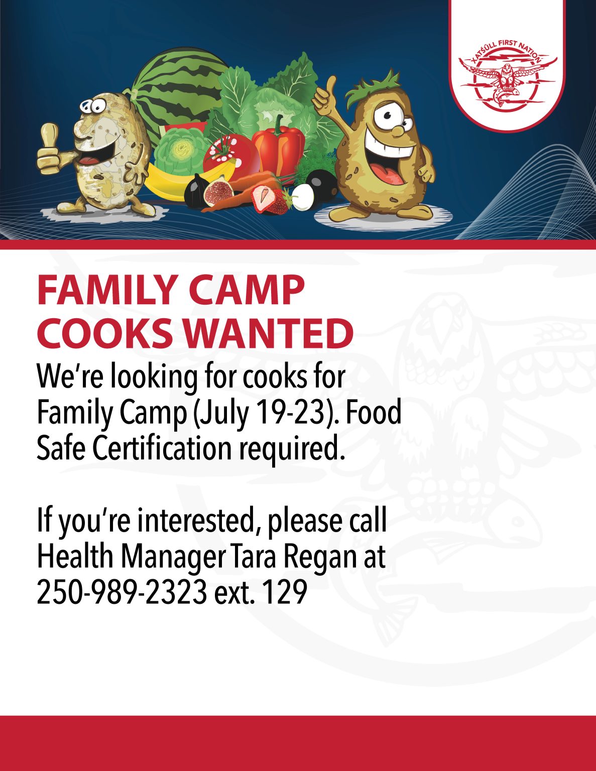 Family Camp Cook Wanted - Xatśūll First Nation